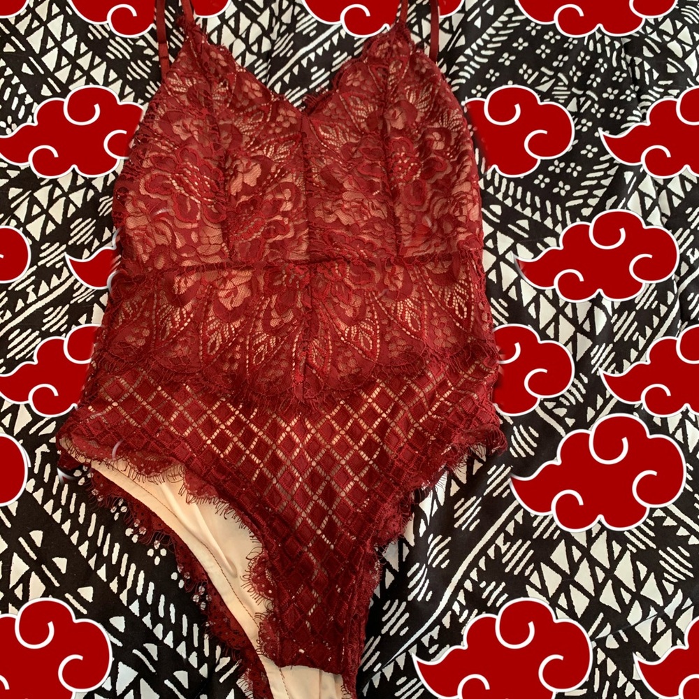 Red lace bodysuit
